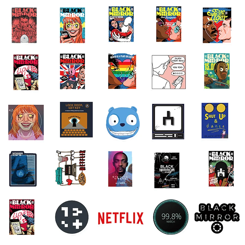 Espejo negro para nevera, port&aacute;til, Snowboard, Maleta, resistente al agua pegatina de Graffiti, cl&aacute;sico, Europa y Am&eacute;rica, 50 Uds.-2