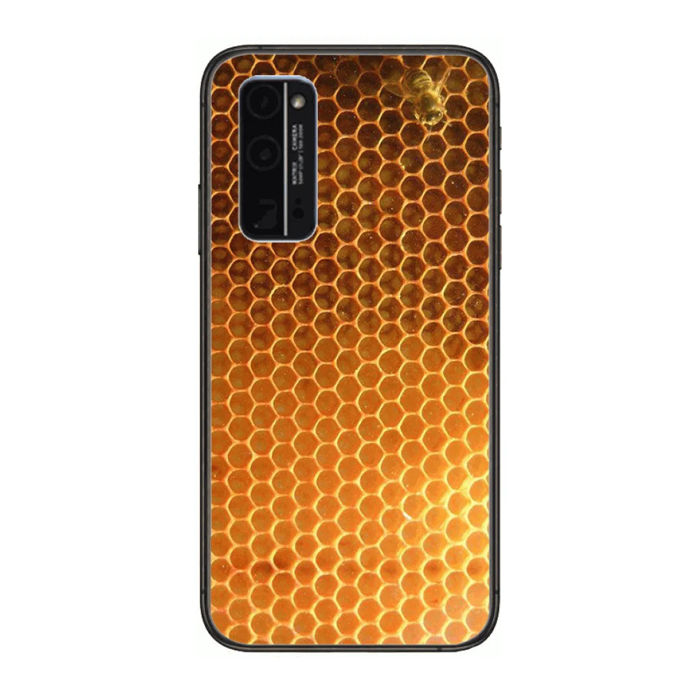 

Golden honeycomb bee Phone Case Hull For Huawei Honor 8 9 10 20 30 A S Lite Pro 5g i Black Back Soft Cell Cover Pretty