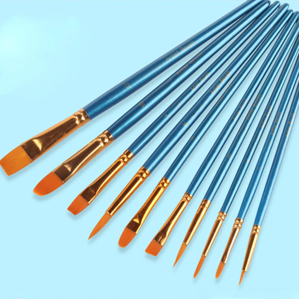 10 шт./компл. кисти для рисования по номерам акварельные гуаши краски масляные