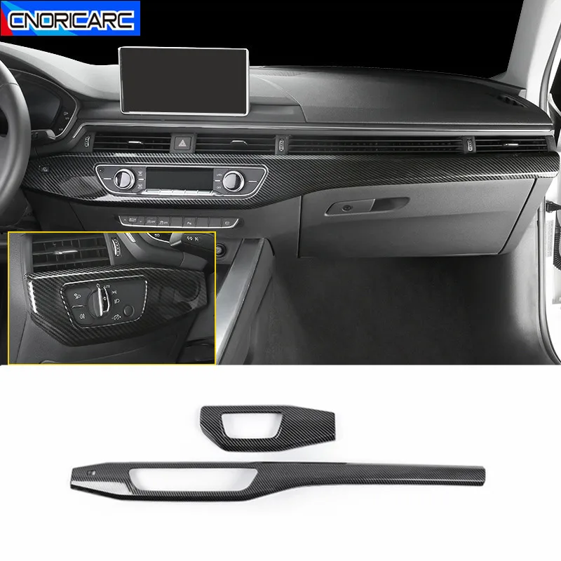 Car Styling Center Console Dashboard Panel Decoration Sticker Trim For Audi A4 B9 A5 2017-2021 LHD Headlight Switch Accessories