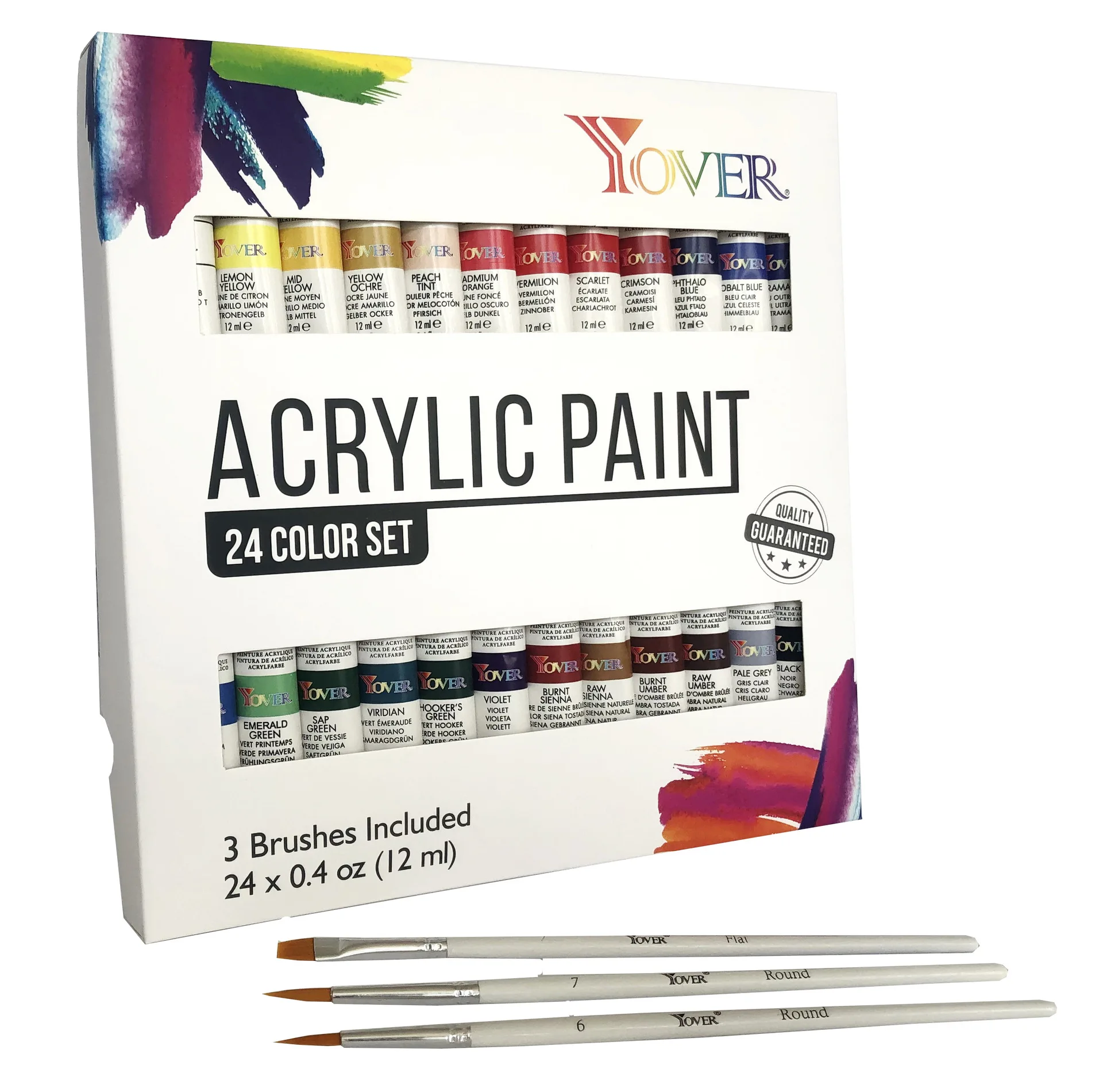 

Professional 24Colors Acrylic Paint Set With 3Brush 12ml For Fabrics Painting Clothing Pigments Art Supplies Artist Painting