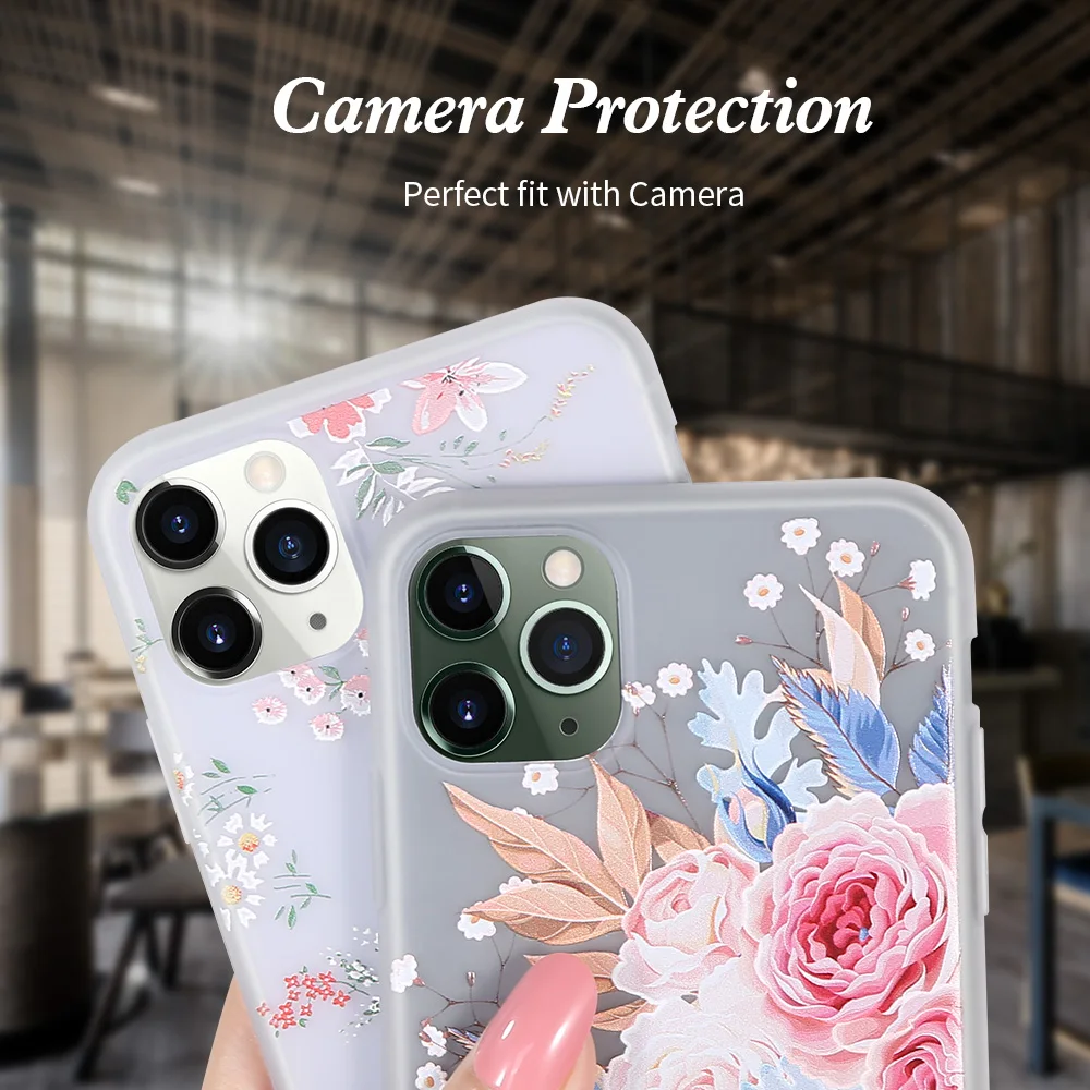 Чехол KISS TPU Цветочный чехол для iPhone 11 Pro Max противоударный телефона 5S se 6 7 8 Plus XS XR Coque