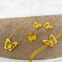 indian jewelry sets for women dubai gold color flower african wedding bridal wife gifts necklace earrings party jewellery set i
