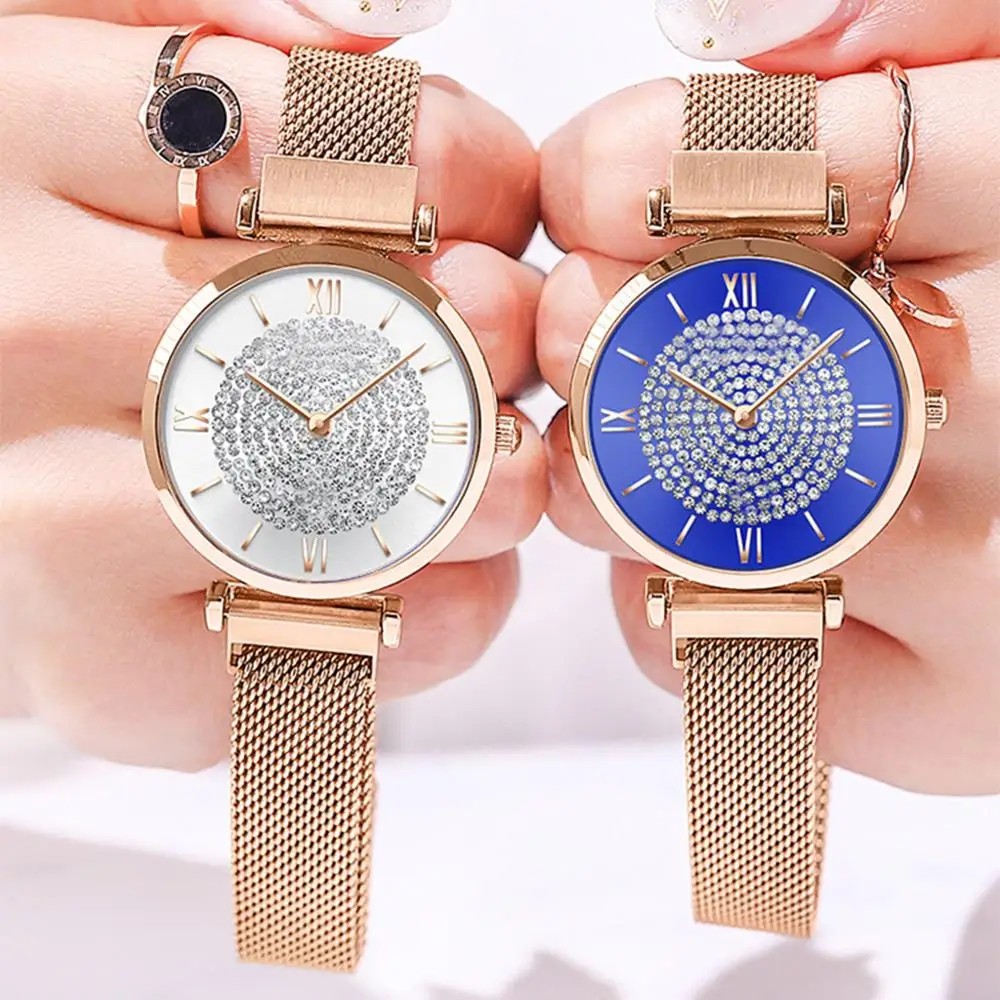 Новые модные женские часы с сетчатым браслетом из сплава роскошные наручные