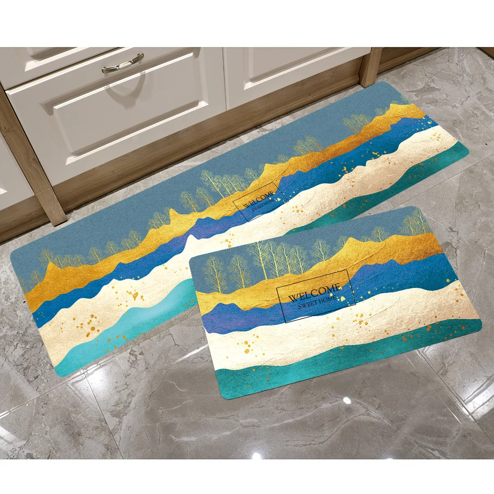 Кожаный ПВХ коврик для кухни в скандинавском стиле напольный маслостойкий