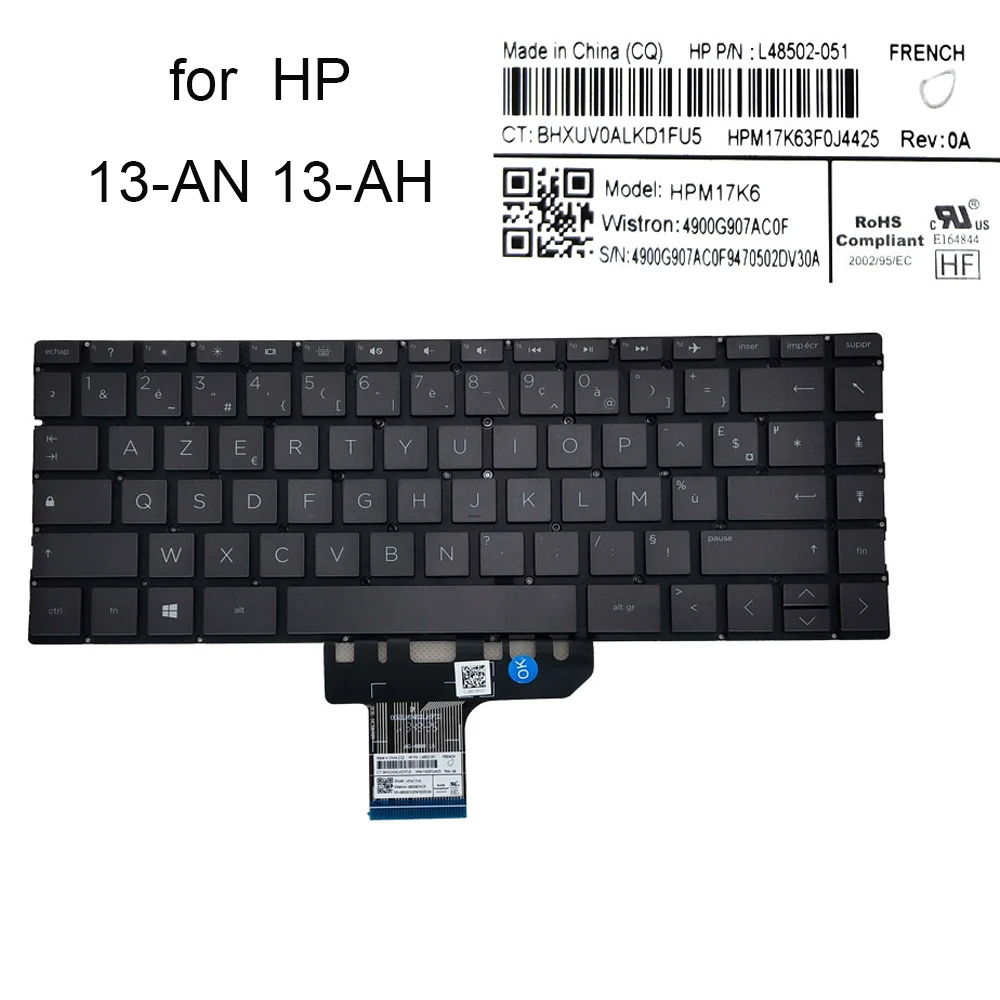 

New French azerty backlit keyboard for HP Pavilion 13-AN Envy 13-AH AH1025CL FR Euro notebook pc Keyboards L48502-051 HPM17K6