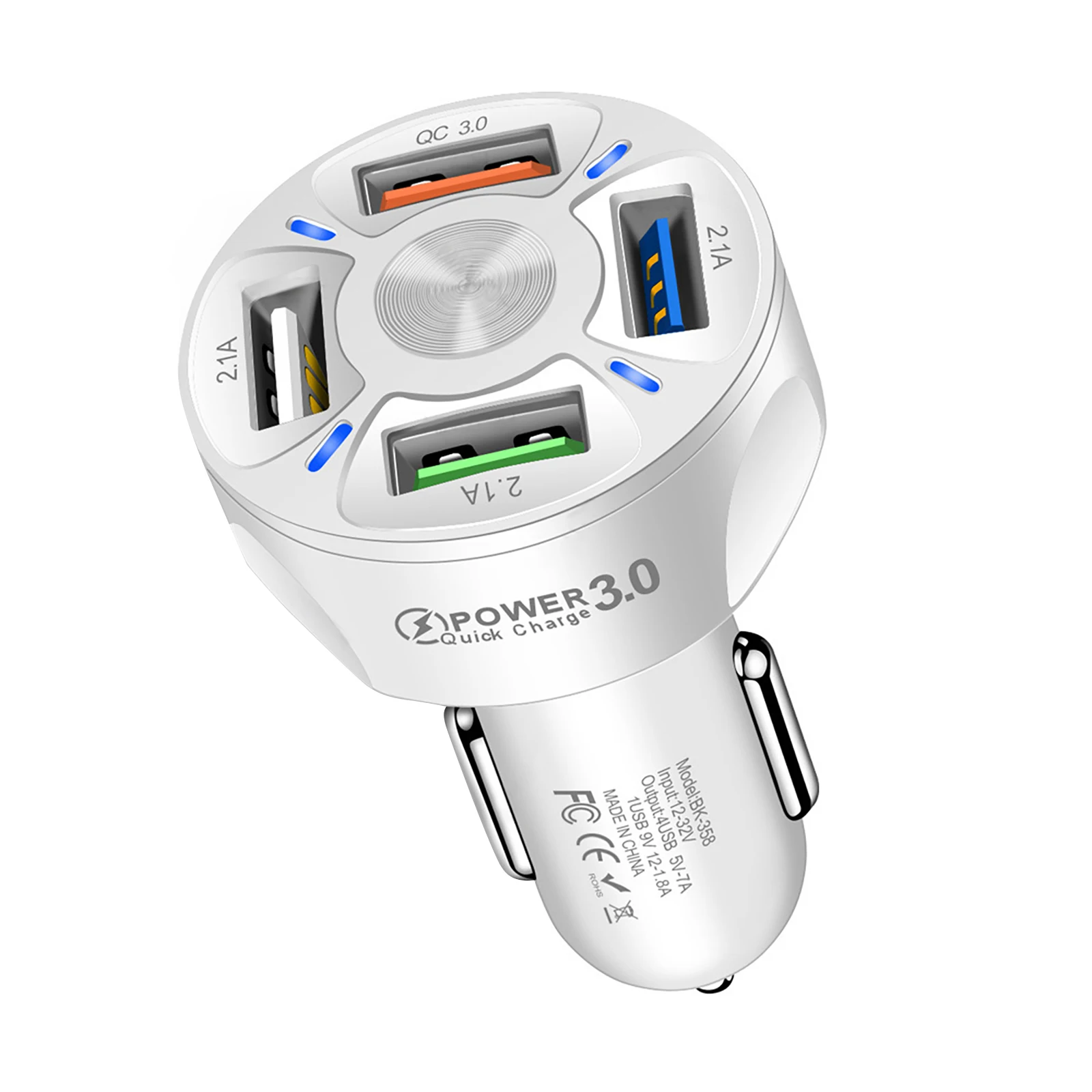 2 шт. 5V 2.1A + QC3.0 зарядных порта USB для автомобиля Зарядное устройство быстрой 12V-32V 4