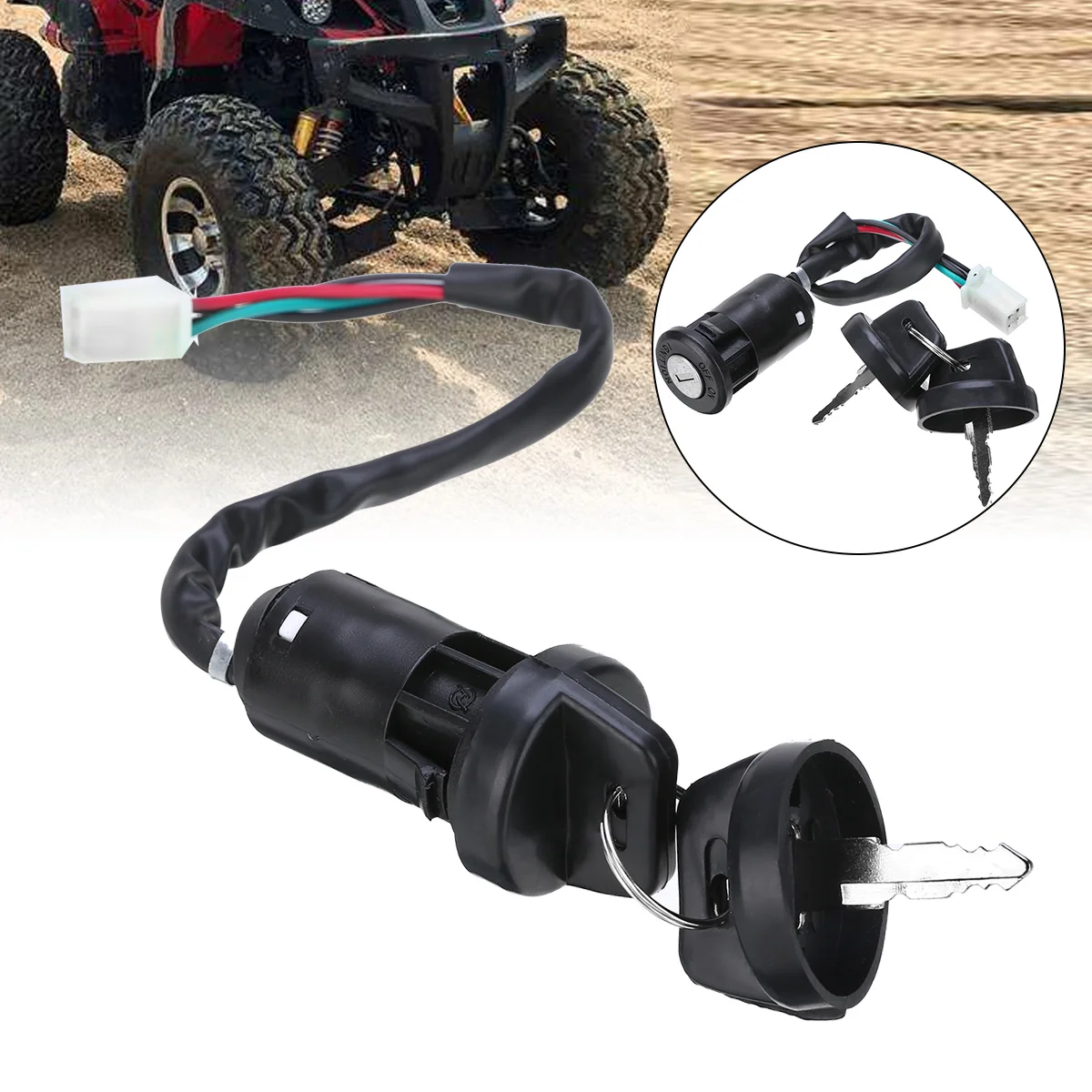 

6v/12v/24v 4 Wires Universal 2 Ignition Keys Start Switch Door Lock Key Motorcycle Accessories for On-road Off-road