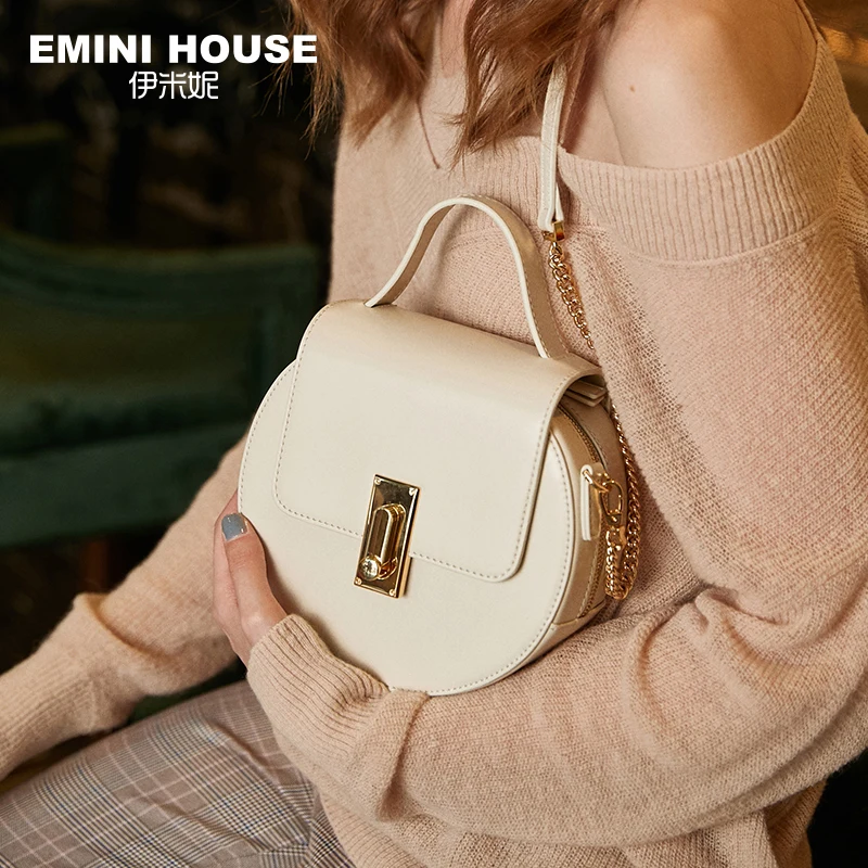 EMINI HOUSE лоскут спилок кожа верх ручка сумки ремешок на цепочке женская сумка плечо