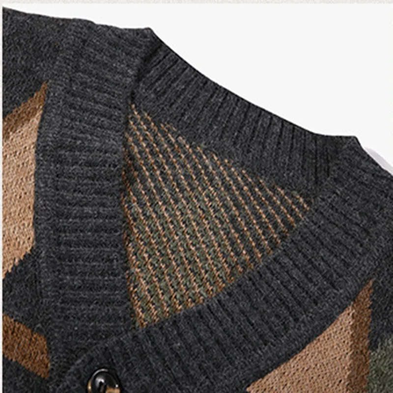 Мужской кардиган на осень и зиму хлопковый теплый свитер с V-образным вырезом