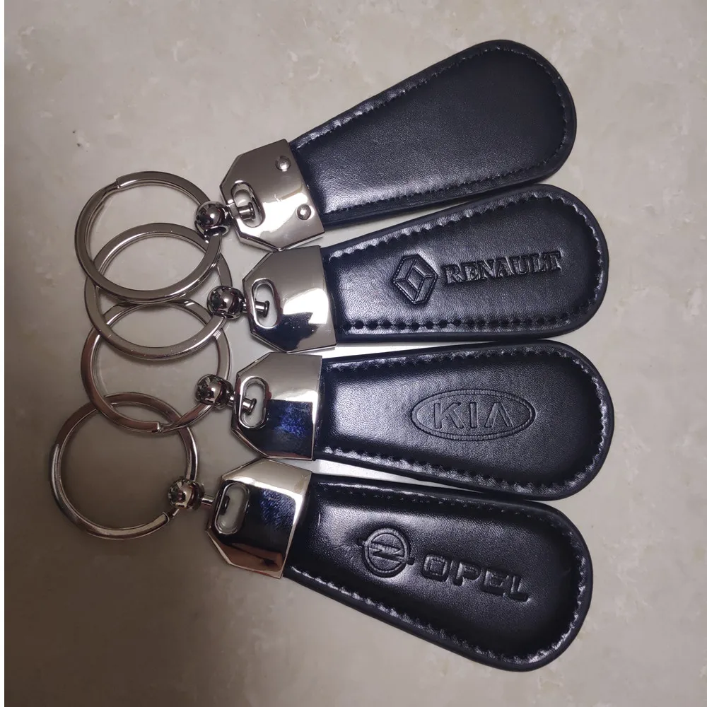 Кожаный Автомобильный брелок с логотипом интерьер для Skoda Citroen Mazda Volvo Jeep Buick Cadillac