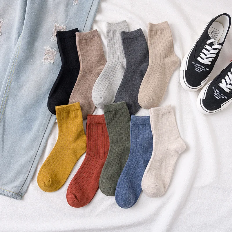 

Мужские и женские носки средней длины, утолщенные осенне-зимние хлопковые носки, мужские носки в Вертикальную Полоску