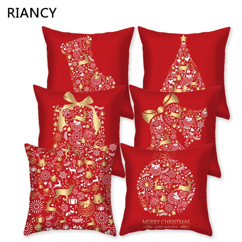 

Christmas Santa Claus Elk Sofa Decorative Cushion Cover Pillow Pillowcase Polyester Throw Pillow Home Decor Pillowcover 40993