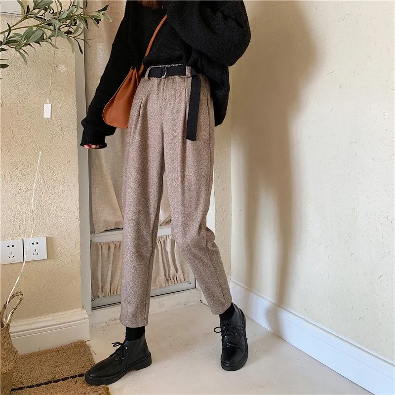 Новинка 2020 теплые модные женские длинные штаны-шаровары с высокой талией