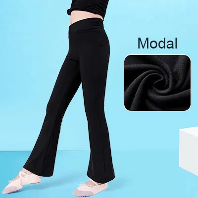 Black Modal Детские расклешенные штаны для танцев, спортивные штаны с высокой талией, спортивные штаны для девочек, штаны для йоги, бега, спортивная одежда, леггинсы для фитнеса - Цвет: Black Modal