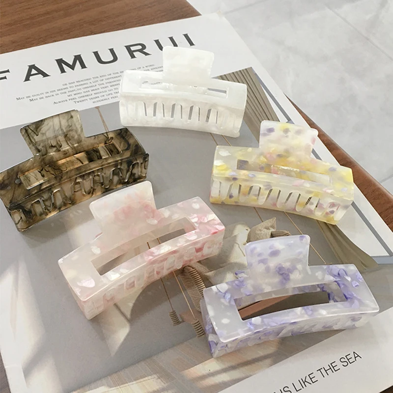 

Заколка-краб для волос женская однотонная, 1 шт., акриловые зажимы для волос