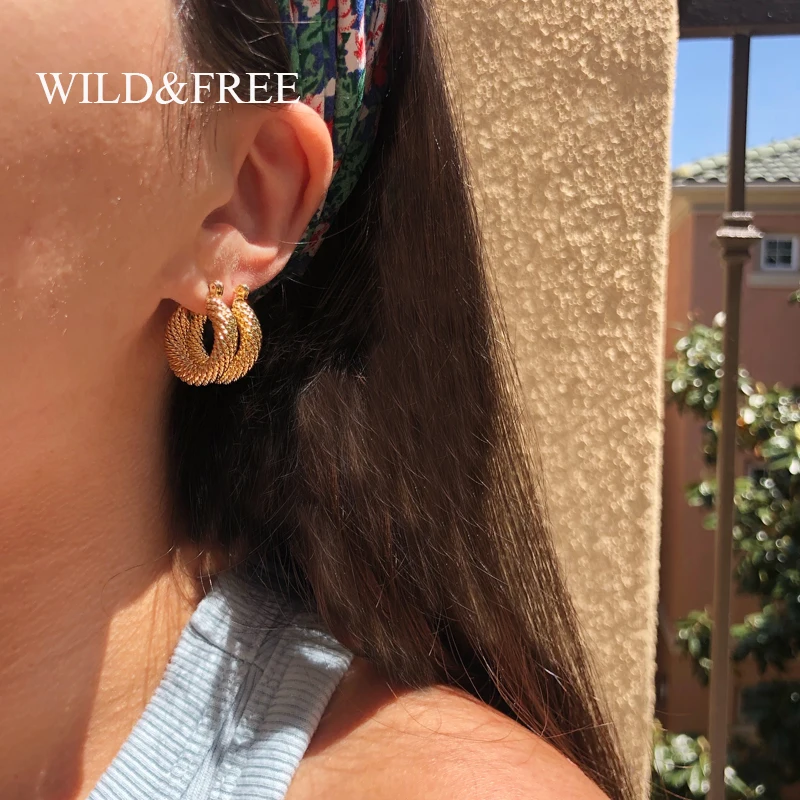 Женские сережки-Кольца Wild &amp Free круглые сережки-кольца золотого цвета в стиле