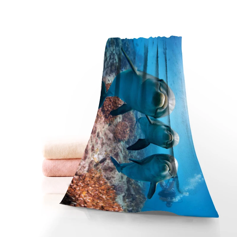 

New Arrival Seabed Dolphin Towels Microfiber Fabric Popular Face Towel/Bath Towel Large Size Towels Bathroom Use For Adults