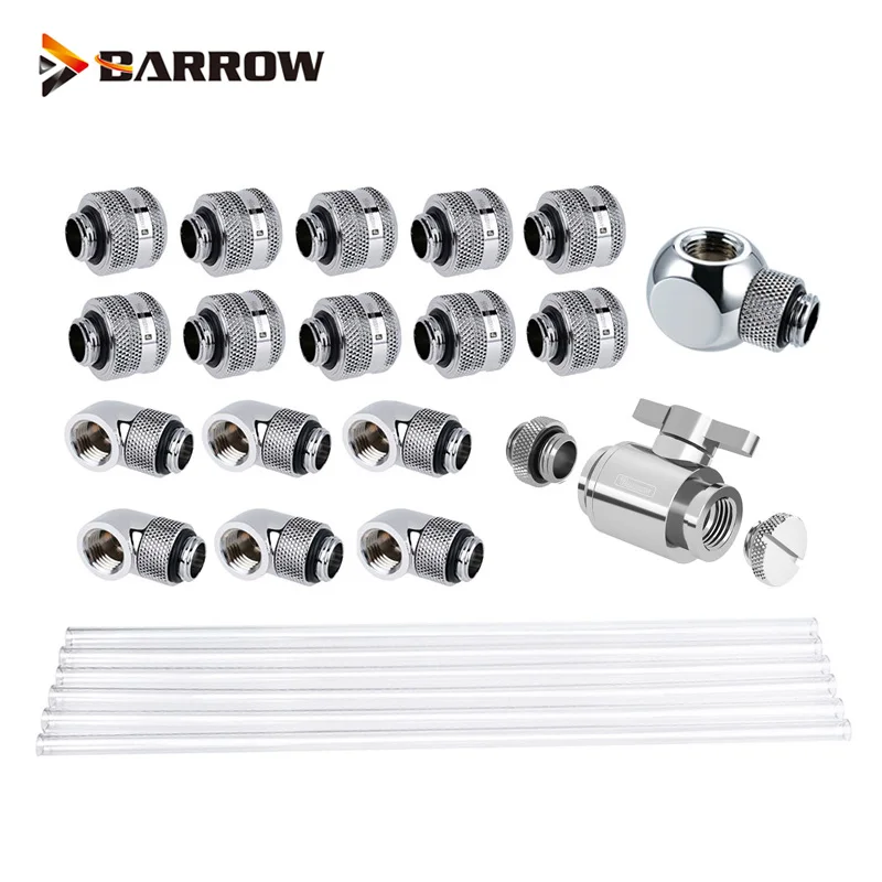 

Barrow PC Water Cooling PETG Hard Tube G1/4" Fittings Custom Liquid Loop System Kit With Water Value,Rigid Fitting Connector