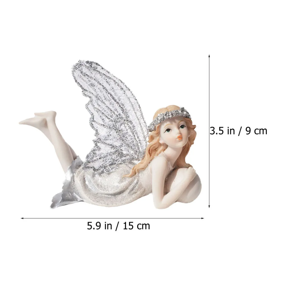 

1pc Creative Angel Shape Ornament Desktop Adornment Resin Craft (Sliver)