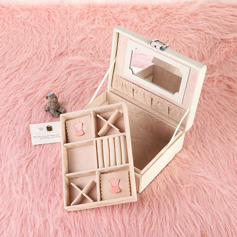 Простые портативные серьги коробка для хранения ювелирных изделий мультфильм