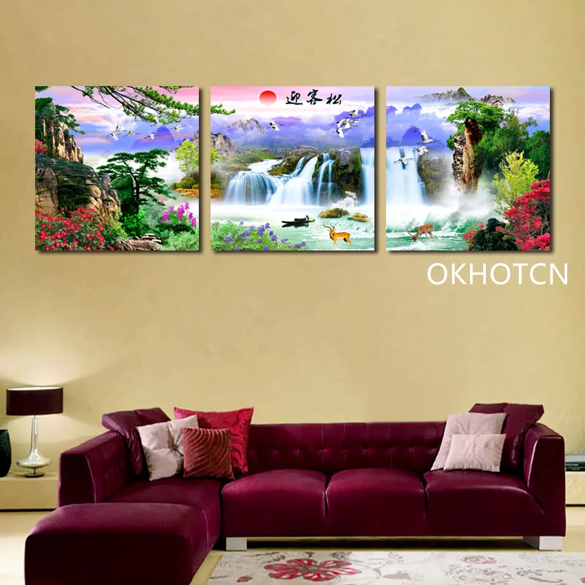 

Vintage Chinese Style Landscape Art Poster Prints Home Canvas Painting Picture Wall Art Decoration For Living Room