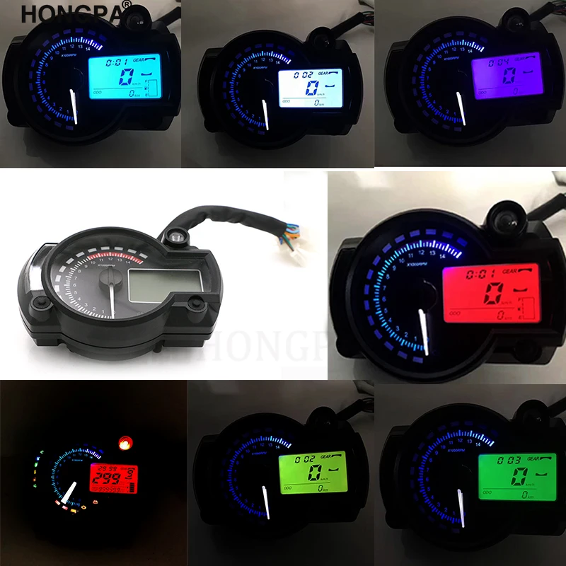 Motorcycle Digital Light LCD Speedometer Odometer Tachometer W/ Speed Sensor 7 color display oil level meter Modern Universal | Автомобили