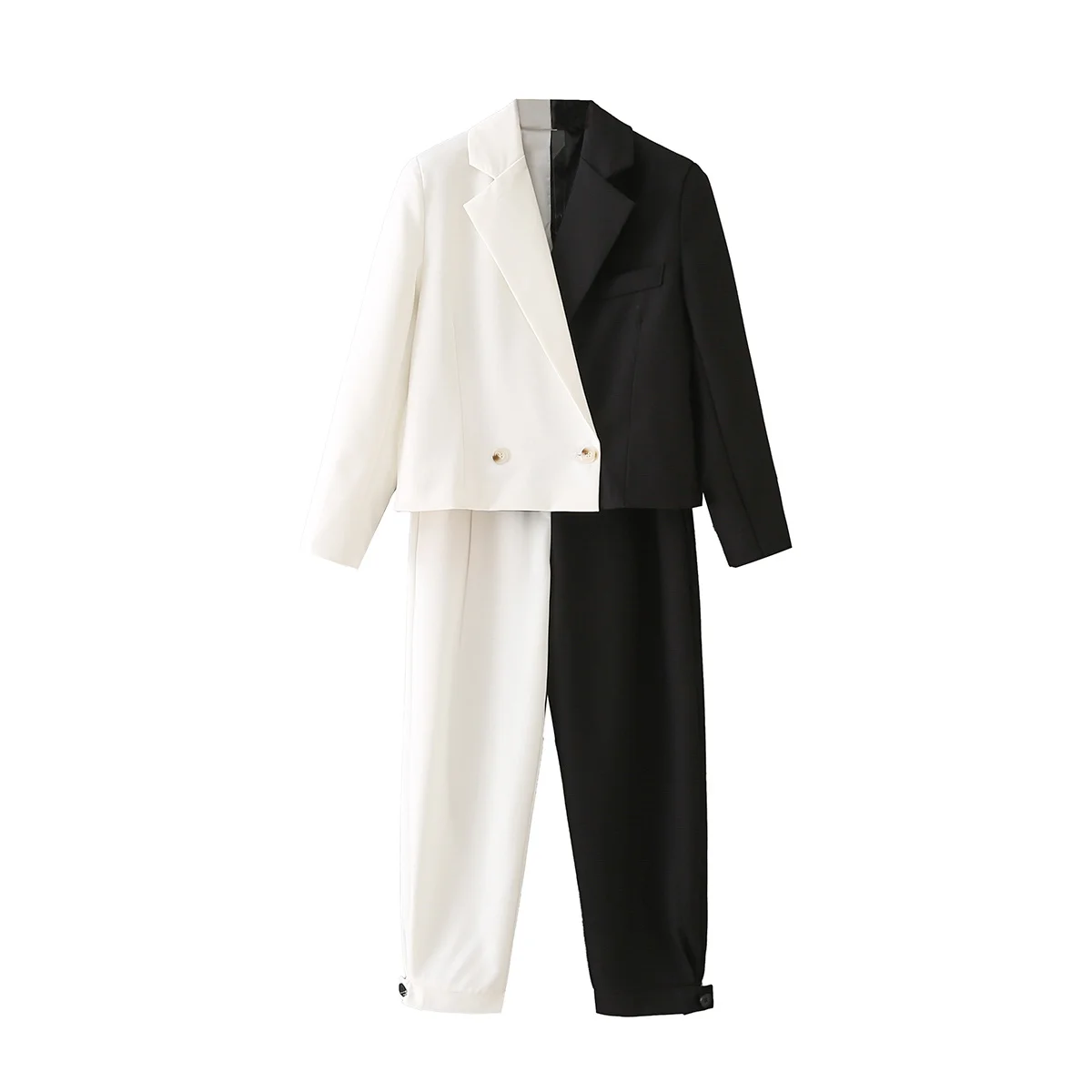 

Two Piece Set Suit Women Fashion Patchwork Office Lady Blazer Vintage Pants Chic Woman Outfit Blazer Set Pants Suits