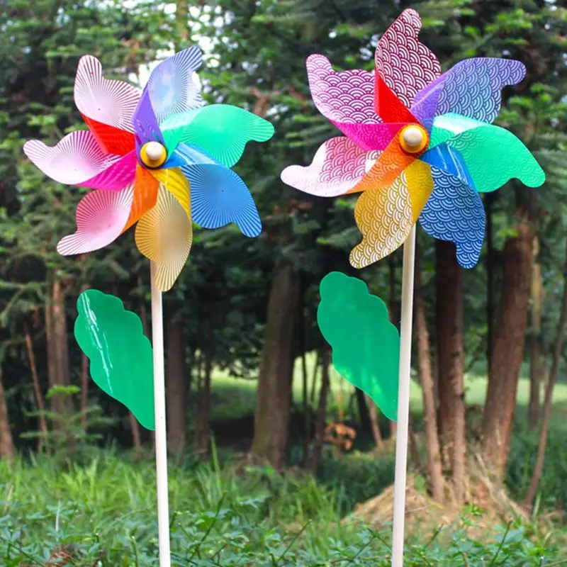 

Цветная ветряная мельница 32 см, ветряной Спиннер, колесо, украшение для сада, двора, Детская уличная игрушка