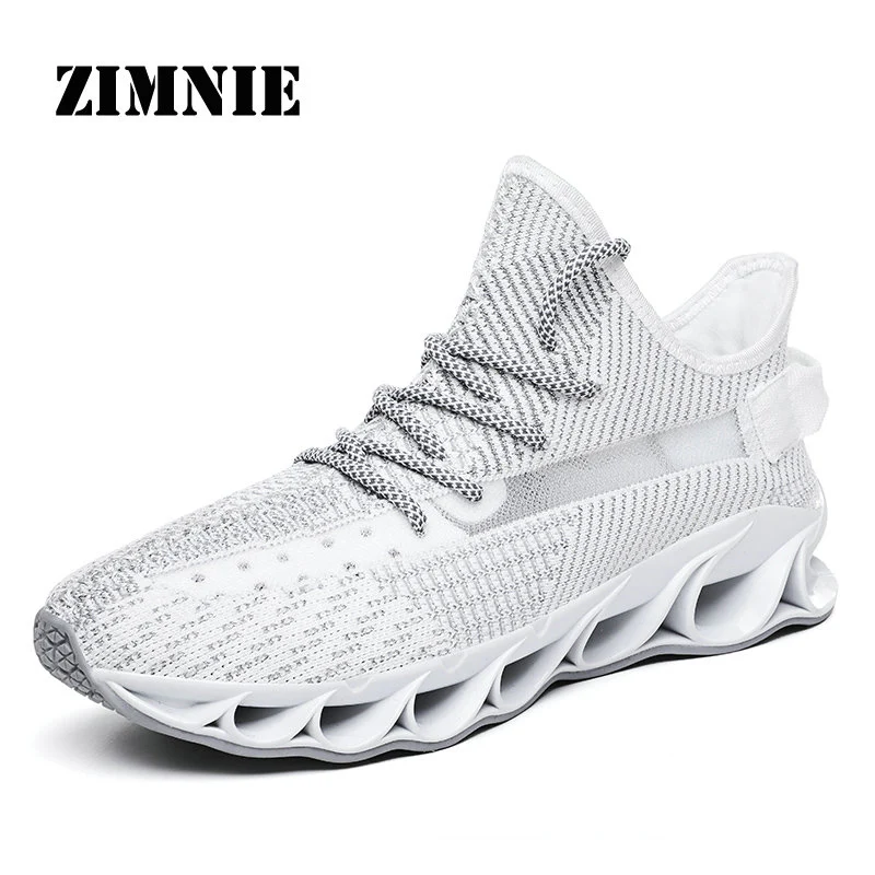 White ZIMNIE/Новинка; мужские кроссовки; дышащие спортивные кроссовки в стиле ночного отражения; уличные кроссовки для бега; обувь размера плюс 39-45 - Цвет: White