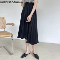 summer new womens skirts korean mid length irregular pleated skirt high waist a line skirt fashion casual womens clothing