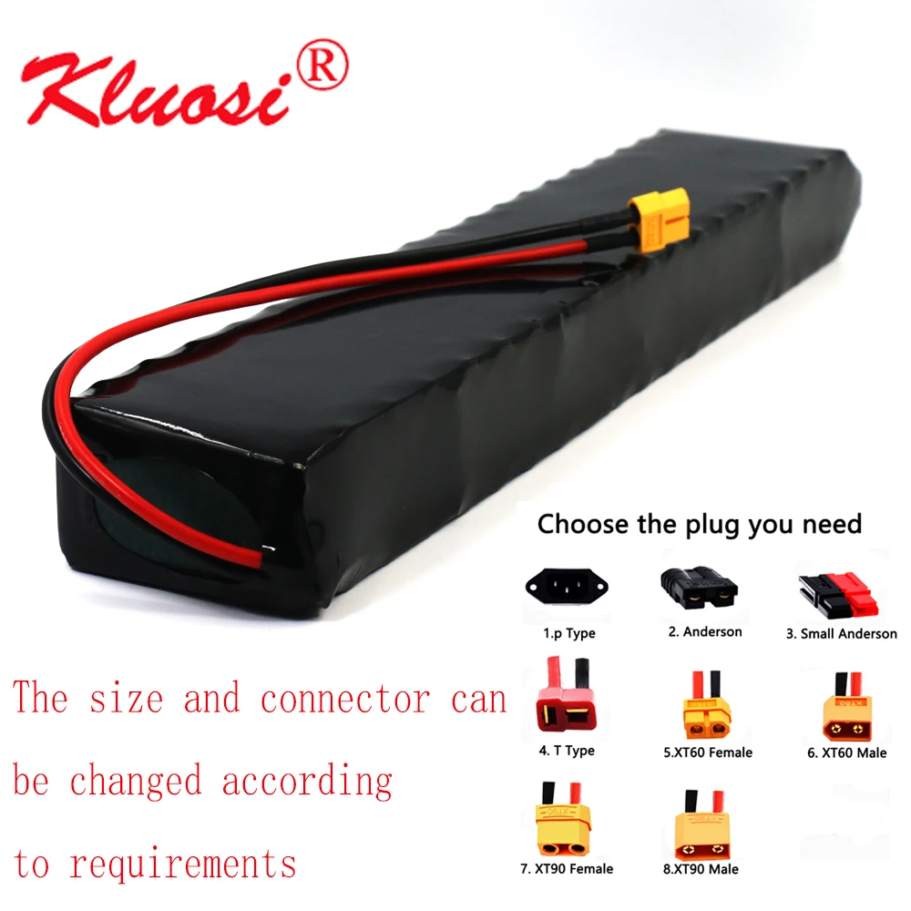 KLUOSI 48V 9.6Ah 10Ah 13S3P 250W~750W 54.6V Rechargeable Lithium Battery Pack Built-in 20A Common Port BMS Scooter Ebike Motor |