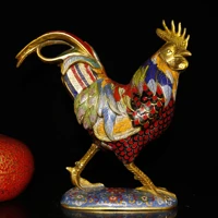 13chinese temple collection old bronze cloisonne enamel big rooster statue golden rooster welcomes spring ornaments town house