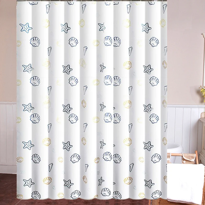 

Modern Shower Curtain Sea Creature Waterproof Thick White Curtain with Hooks for Bathroom Bath Curtains 15 Sizes