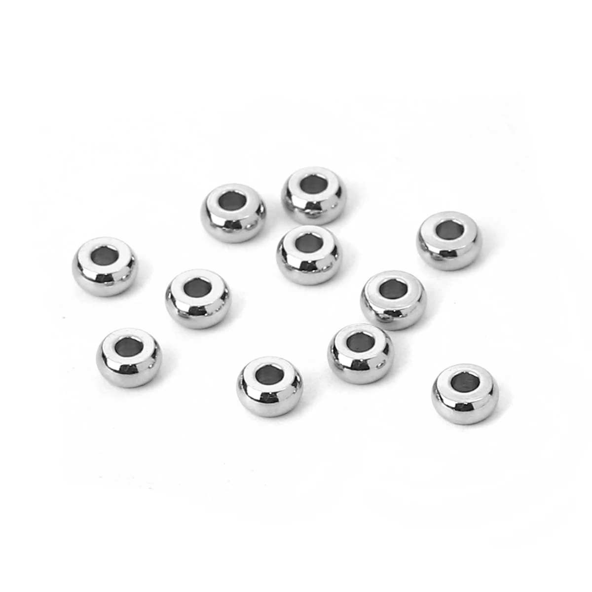

New 304 Stainless Steel Spacer Beads Round Silver color DIY Making Necklace Jewelry About 4mm Dia., Hole: Approx 1.6mm, 50 PCs