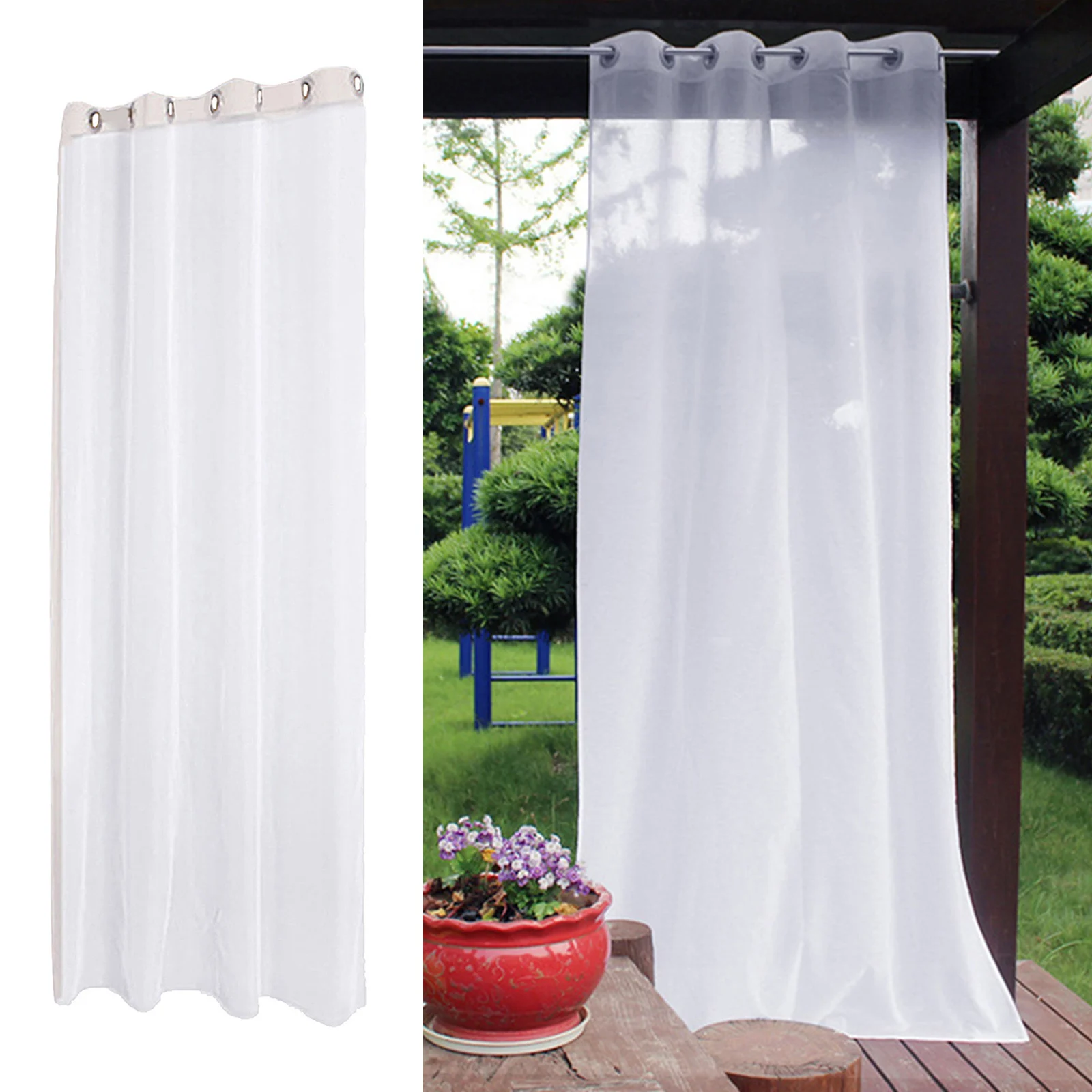 

Single Panel Outdoor Sheer Curtains Waterproof Garden Patio Porch Drape Decoration for Porch Exterior Voile Curtain Grommet Top