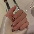 24 шт., накладные ногти с черным леопардом и миндалем