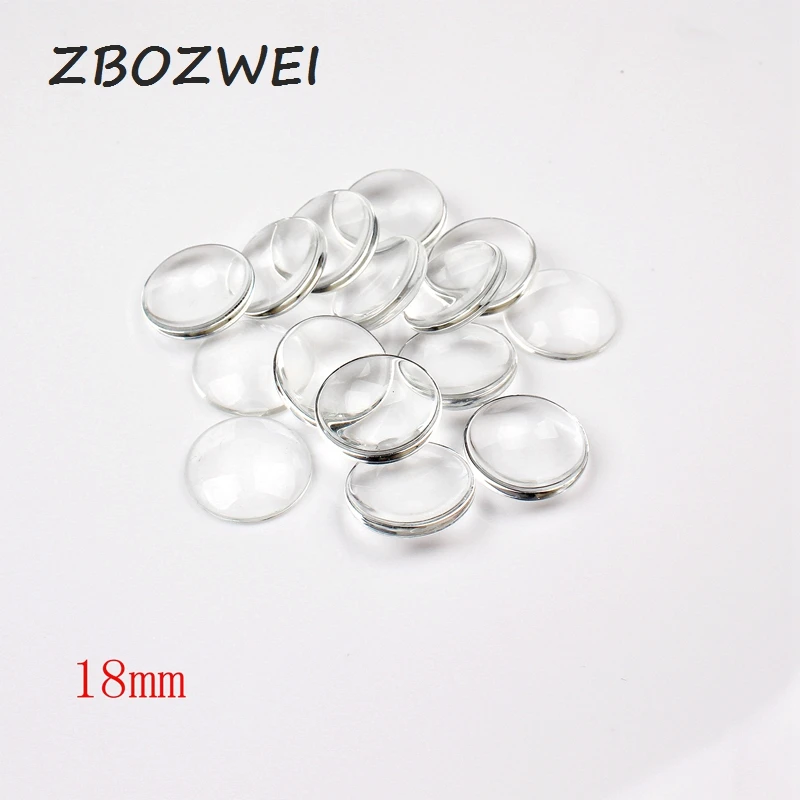 Круглые прозрачные стеклянные кабошоны с плоской задней поверхностью 18 мм 20