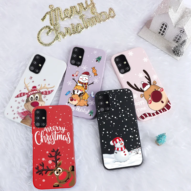 

SHACK Galaxy A51 4G A 51 custodia Christmas Elk Phone Fundas per Samsung Galaxy A51 paraurti in Silicone antiurto per capodanno