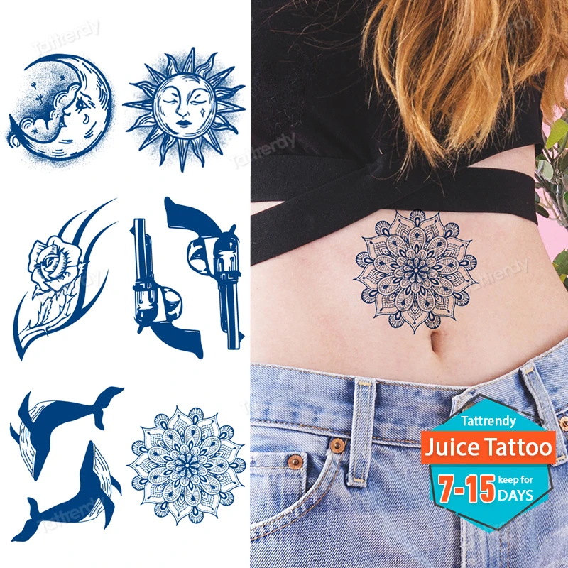 

Водостойкая временная татуировка наклейка Мандала солнце поддельная Татуировка сок змея бабочка тату боди-арт RoseTatouage для девочек женщин м...