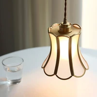 pendant lamp base e27 dining room lamp canteen lamp restaurant lamp coffee shop canteen lamp copper glass luxury