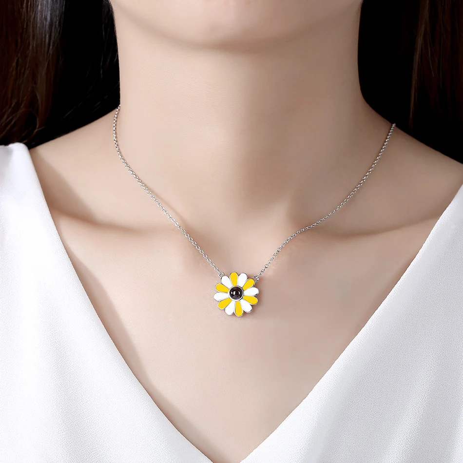 Модное ожерелье из стерлингового серебра 925 пробы с искусственными маргаритками