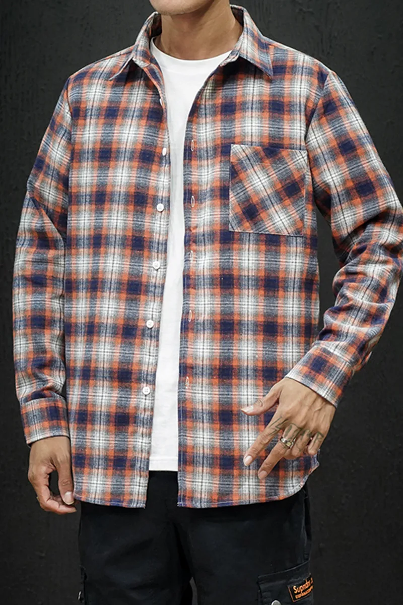 

Men's Plaid Flannel Shirt Slim Fit Soft Spring Male Shirt Brand Men's Business Casual Long-sleeved Shirts Plus Size Dropship