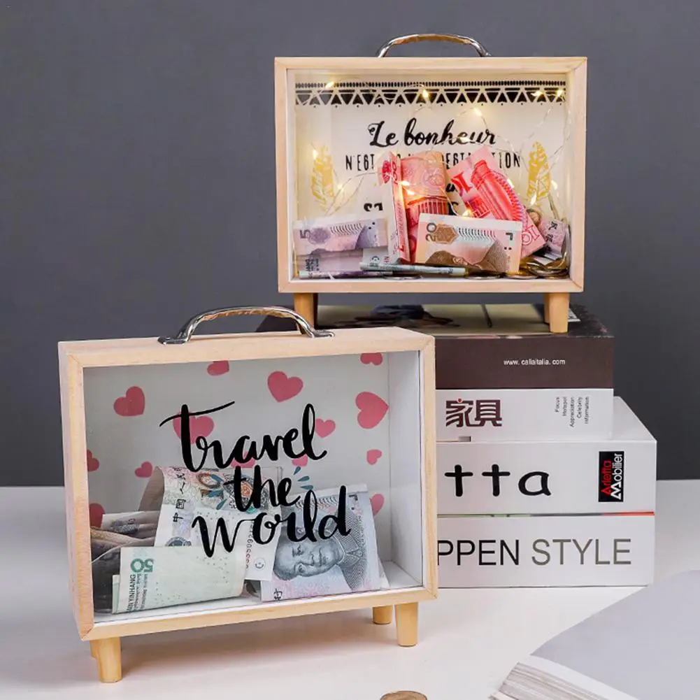 

Распродажа! Копилка Экологически чистая, большая емкость, деревянная копилка для денег и монет для дома