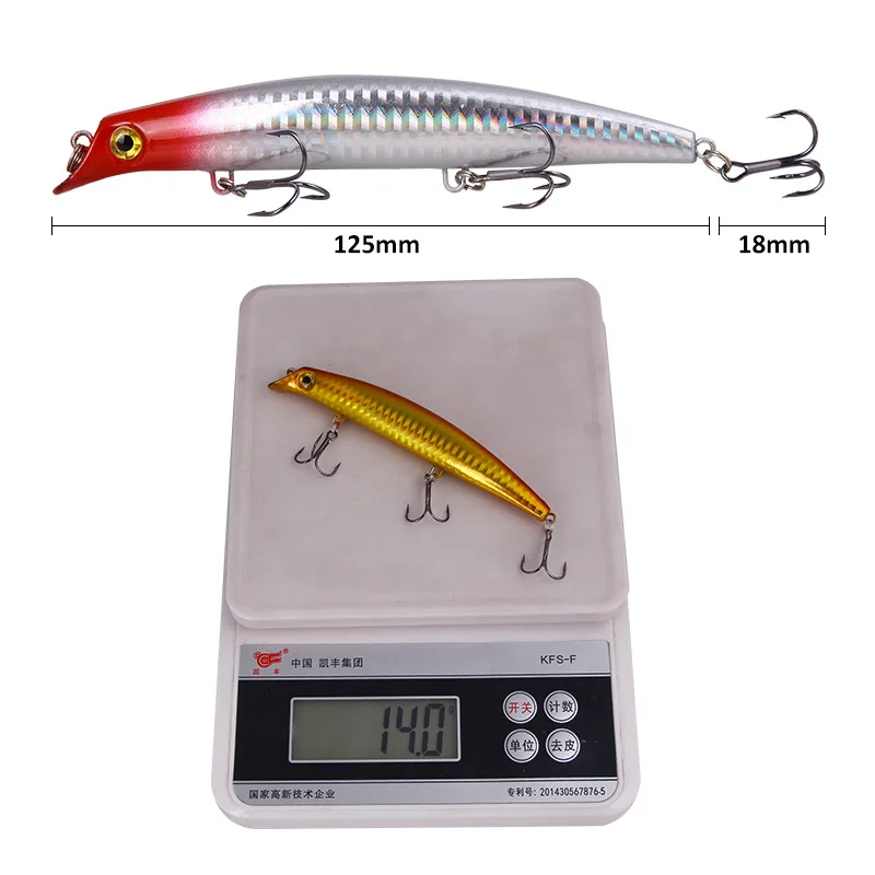 1PC Minnow Fishing Lures 12.5cm 14g Popper Bait Hard Artificial Bait Topwater Jigbait Wobblers pike perch Fishing Tackle