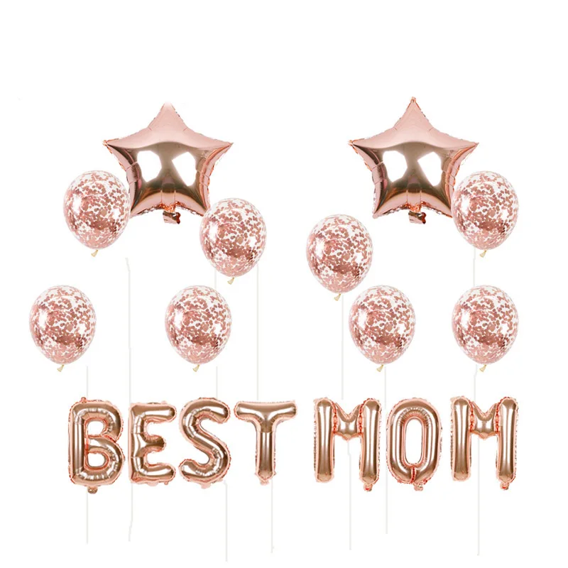 

Mother's Day Party Confetti Globos 16Inch Rose Gold Letter Balloons Best Mom Foil Balloons Decorations Gift Supplies