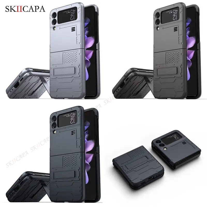 invisible bracket phone case for galaxy z flip3 5g heavy duty protection cover for samsung z flip 3 armor shockproof phone cover free global shipping