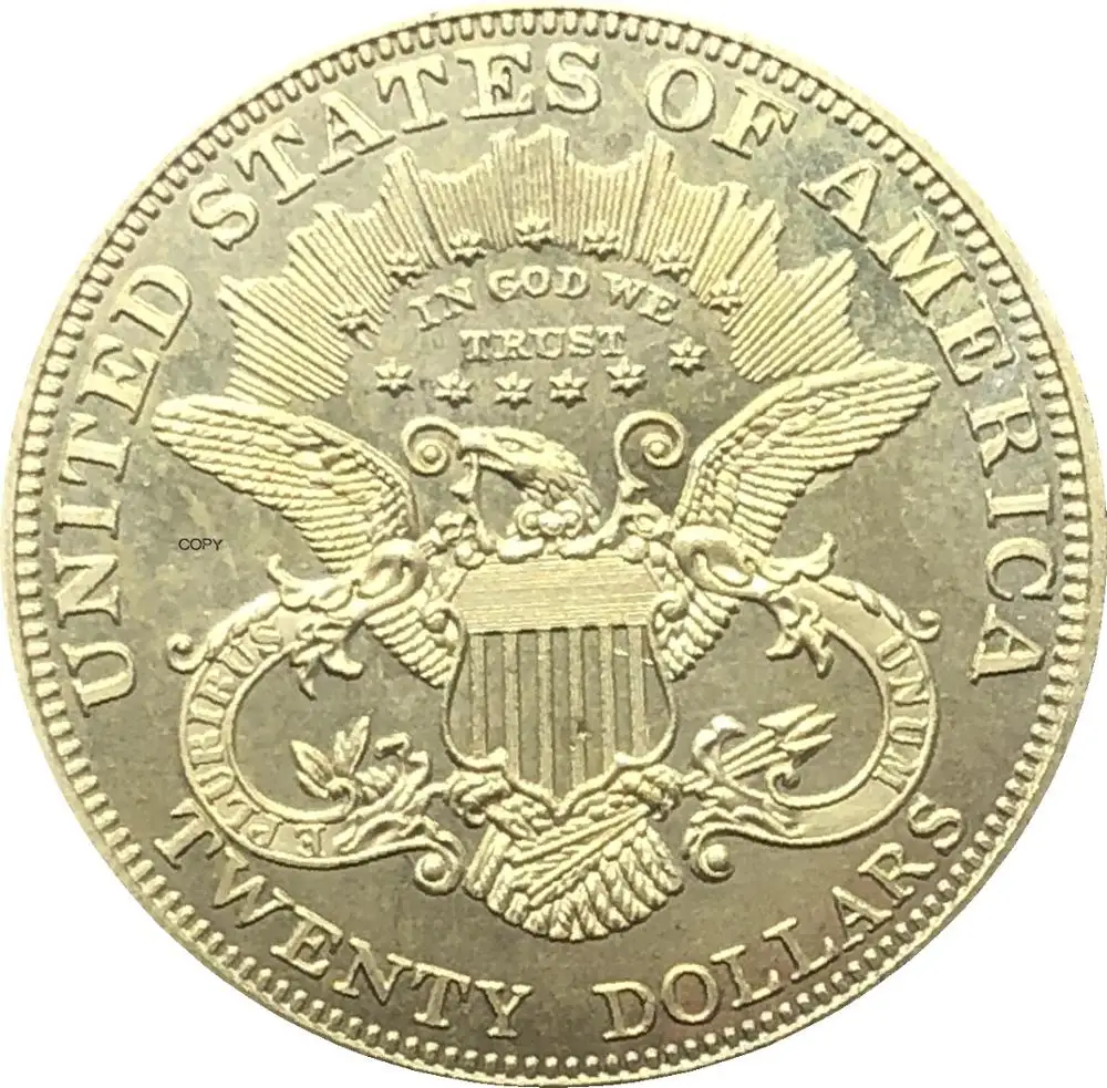 Американская голова свободы двойной Орел США 1880 двадцать долларов с девизом в