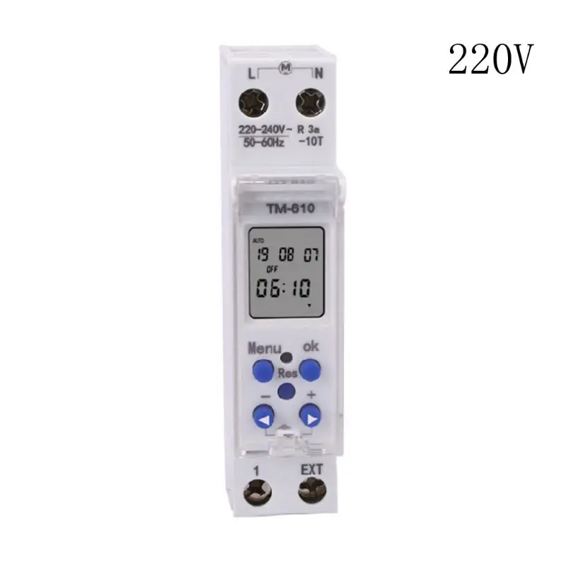 TM610 220V/110V Timer Switch Single Module DIN Rail 7 Days 24 Hrs Programmable Drop shipping | Инструменты