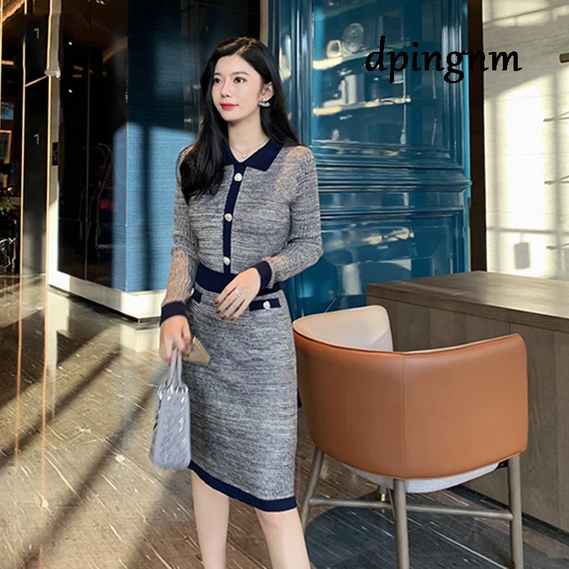 Женское трикотажное платье-свитер серое элегантное облегающее платье-футляр для